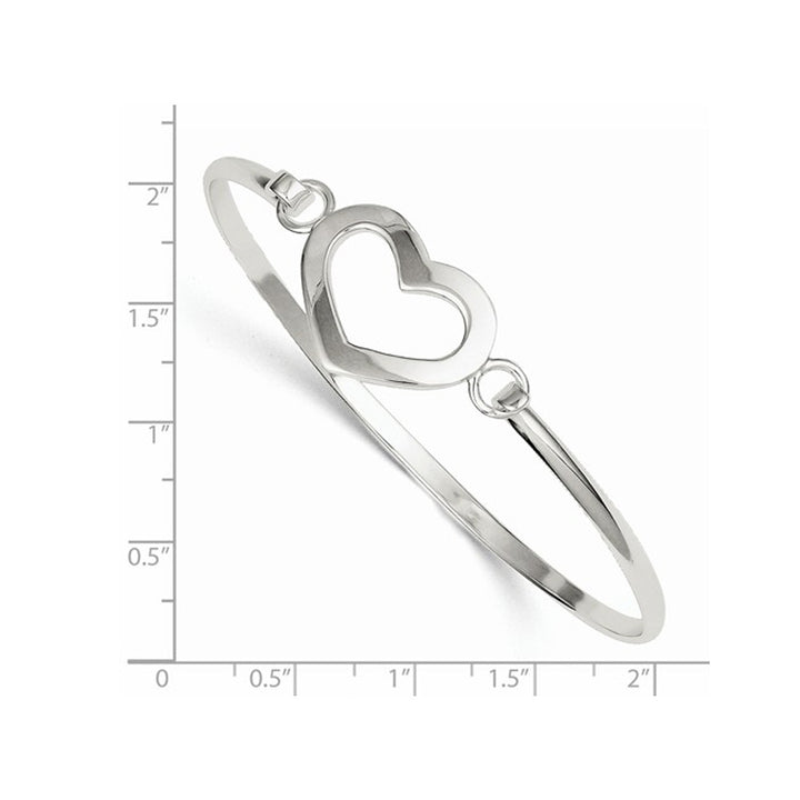 Sterling Silver Polished Heart Bangle Bracelet Image 3