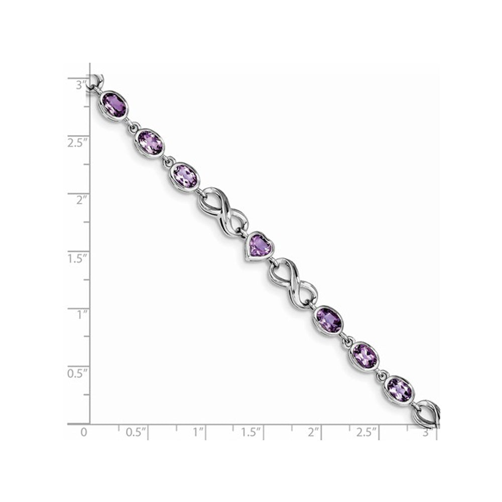 Sterling Silver Amethyst Rhodium Plated Infinity Heart Bracelet (4.80 Carat ctw) Image 2