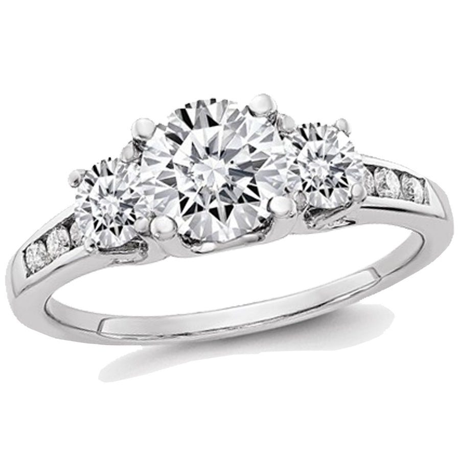 1.50 Carat (ctw 1.55 Ct. Look) Synthetic Moissanite Anniversary Engagement Ring in 14K White Gold Image 1