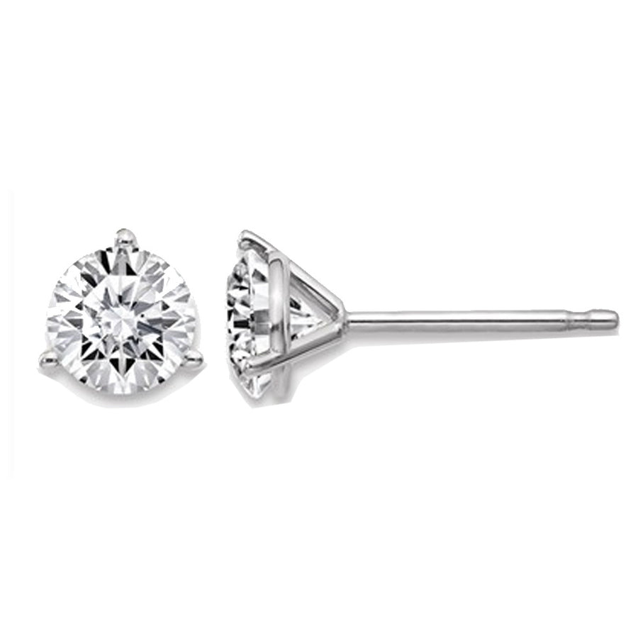 0.88 Carat (ctw) Synthetic Moissanite Martini Solitaire Earrings 5.0mm in 14K White Gold (1.00 Ct. Diamond Look) Image 1