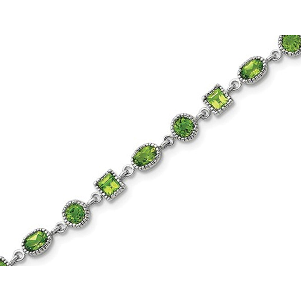 Natural Green Peridot Bracelet 7.20 Carat (ctw) in Sterling Silver Image 2