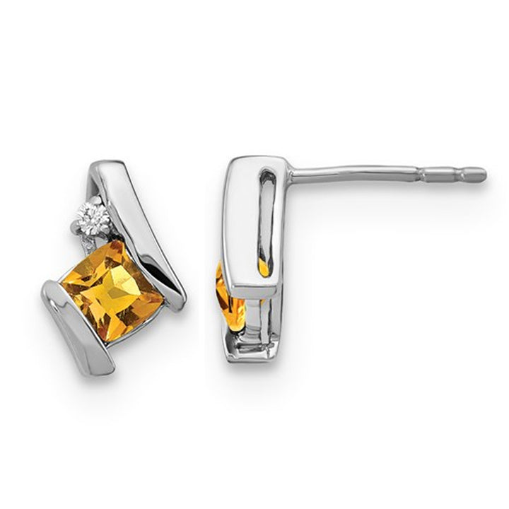 2/3 Carat (ctw) Citrine Cushion-Cut Post Earrings in Sterling Silver Image 1