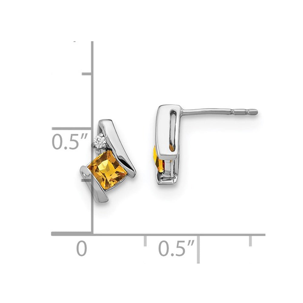 2/3 Carat (ctw) Citrine Cushion-Cut Post Earrings in Sterling Silver Image 3