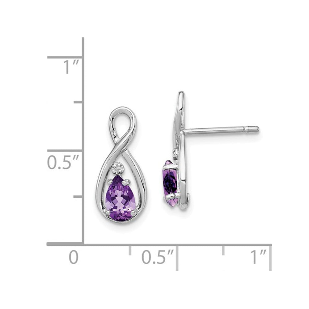 1.25 Carat (ctw) Sterling Silver Amethyst Infinity Drop Post Earrings Image 2