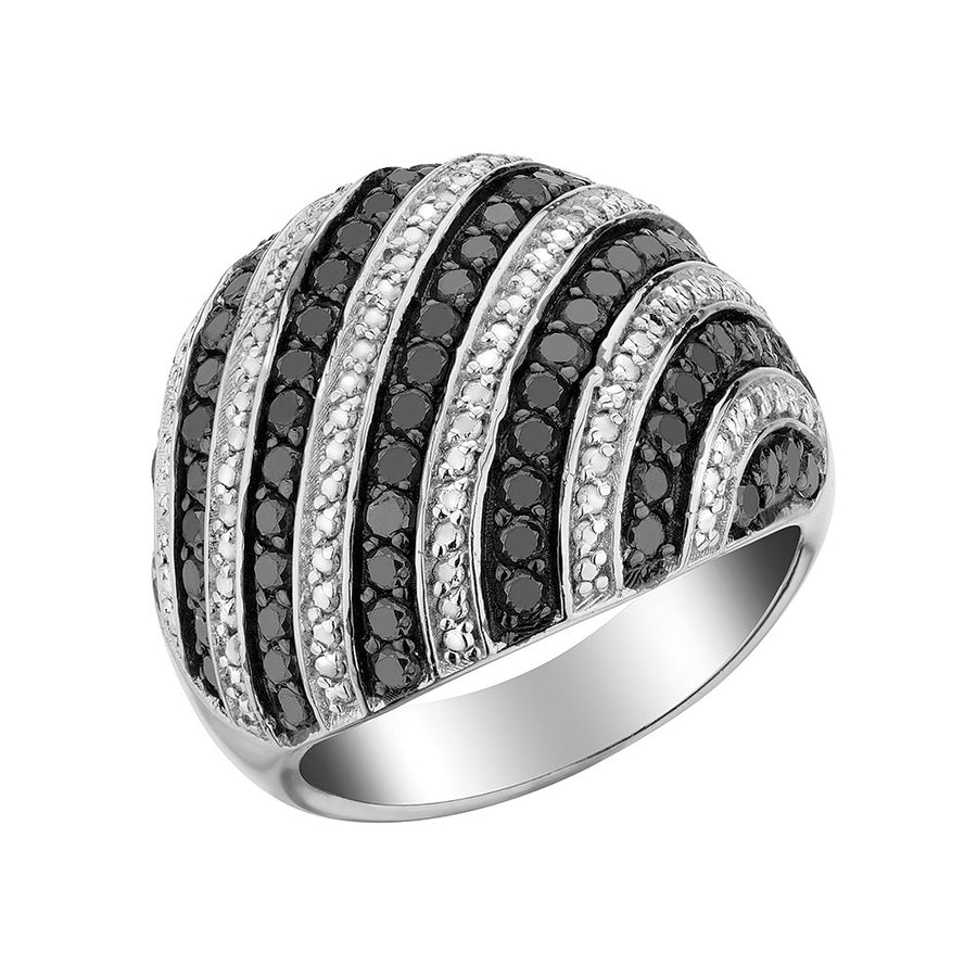 1.50 Carat (ctw) White and Black Diamond Ring in Sterling Silver Image 1