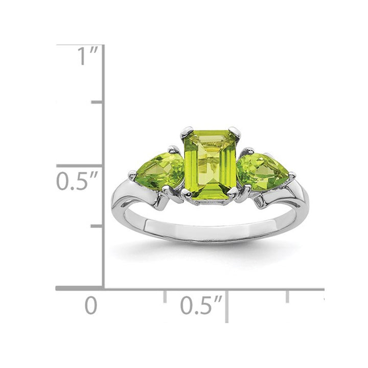 0.95 Carat (ctw) Green Peridot Ring in Polished Sterling Silver Image 3