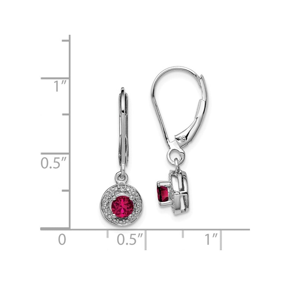 4.00mm Lab Created Ruby Leverback Dangle Earrings in Sterling Silver Image 2