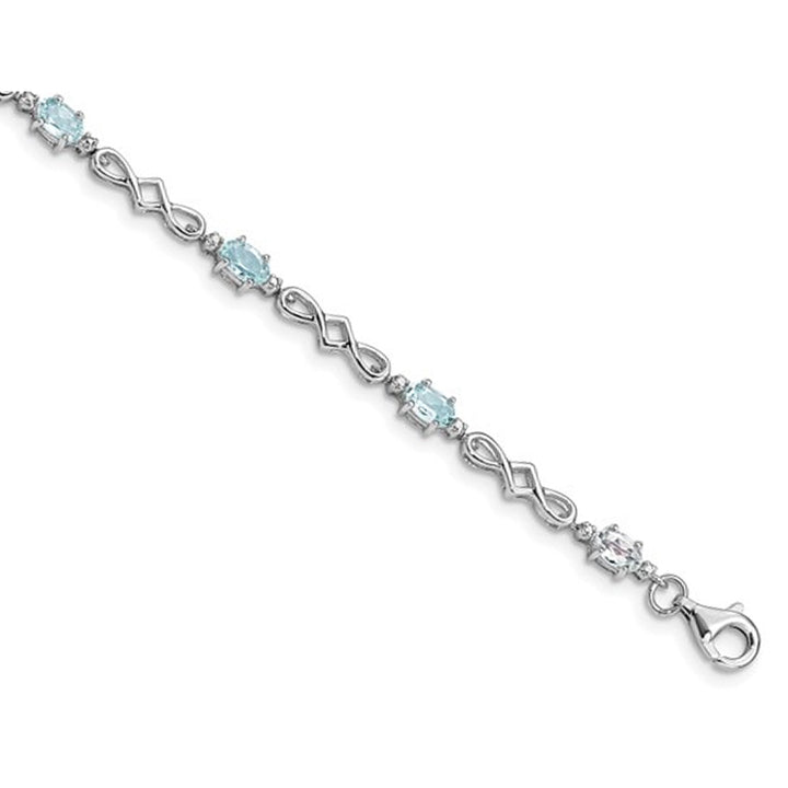 Sterling Silver Rhodium Plated 1.44 carat (ctw) Aquamarine Bracelet Image 4