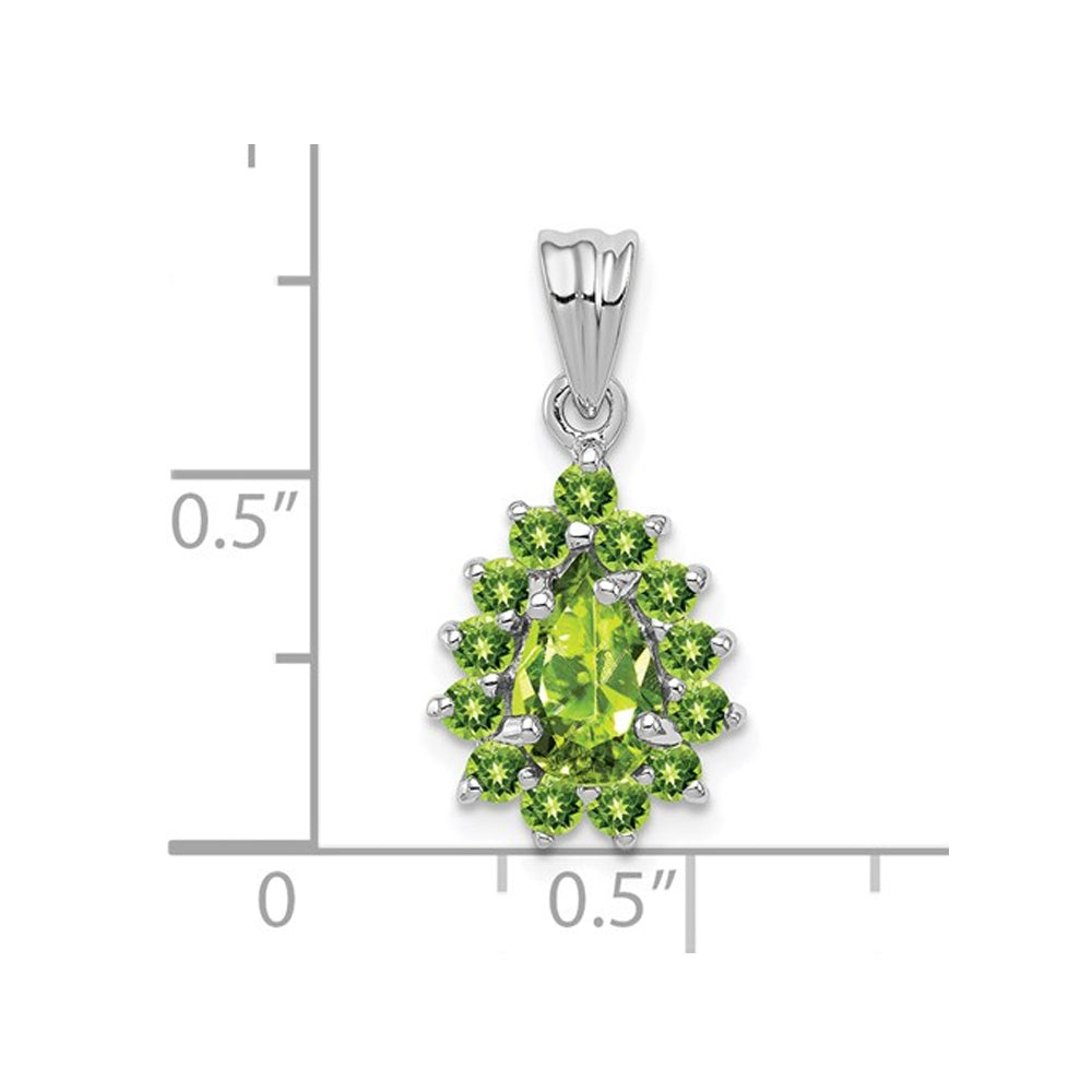1.30 Carat (ctw) Natural Green Peridot Drop Pendant Necklace in Sterling Silver with Chain Image 2