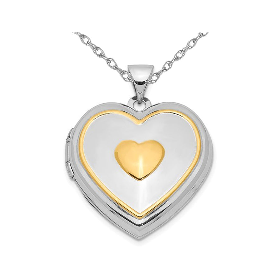 Sterling Silver Heart Shaped Locket Pendant with Chain Image 1