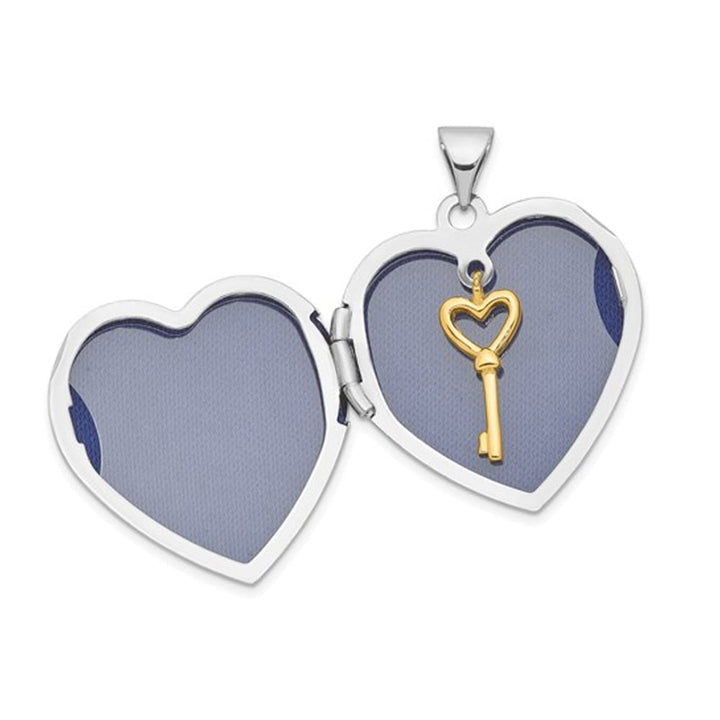 Sterling Silver Heart Shaped Locket Pendant with Chain Image 3