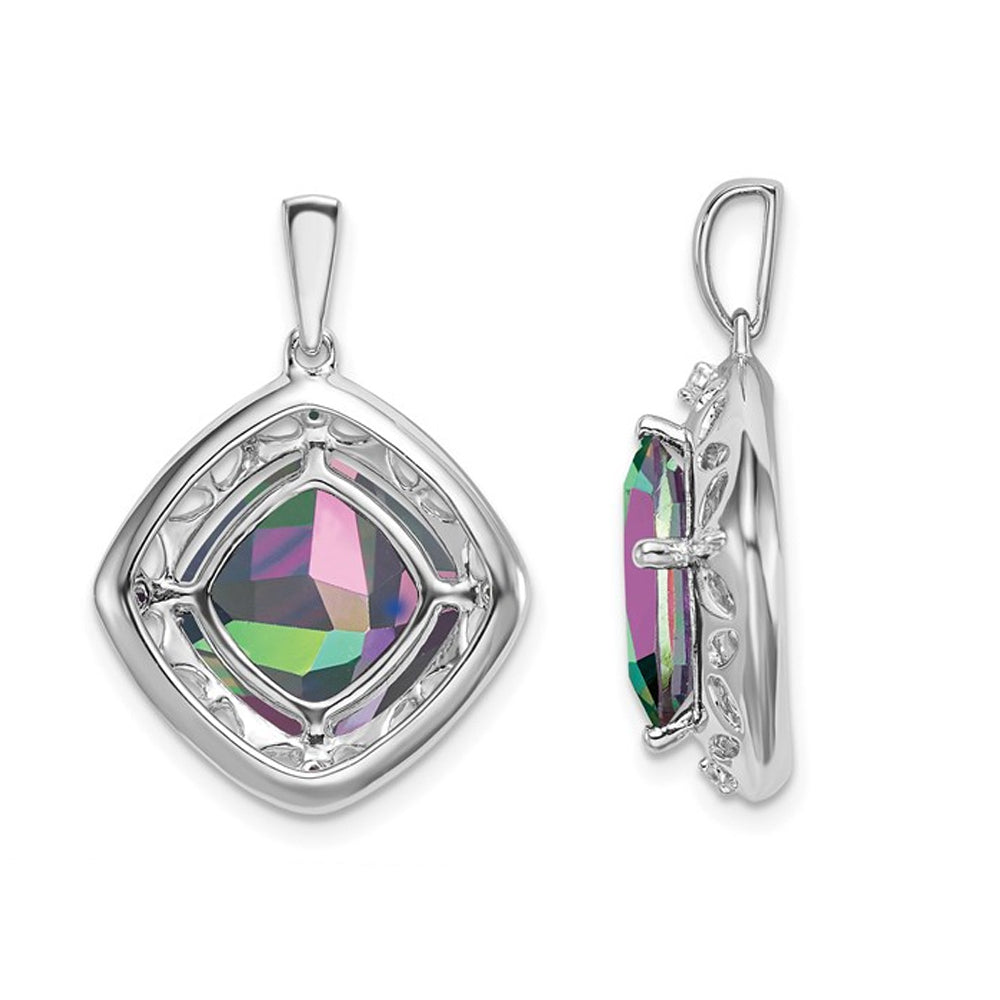4.25 Carat (ctw) Mystic Fire Topaz Pendant Necklace in Sterling Silver with Chain Image 2