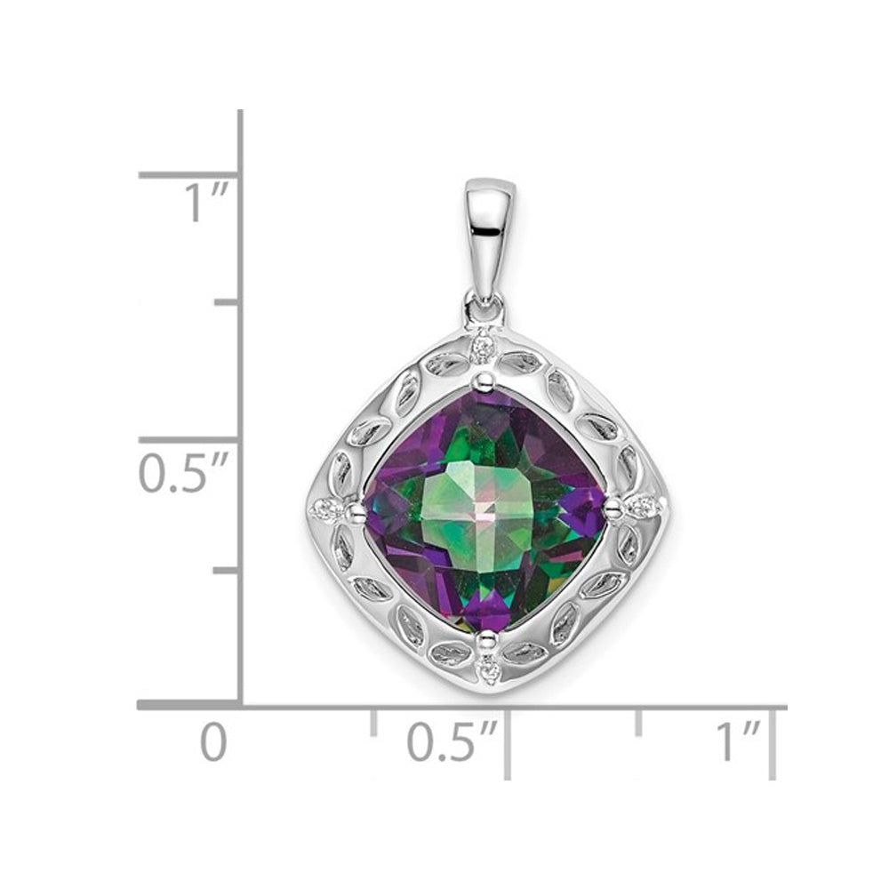 4.25 Carat (ctw) Mystic Fire Topaz Pendant Necklace in Sterling Silver with Chain Image 3