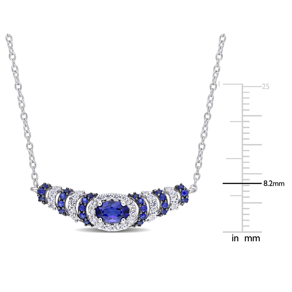 1.30 Carat (ctw) Lab Created Blue and White Sapphire Necklace in Sterling Silver Image 2