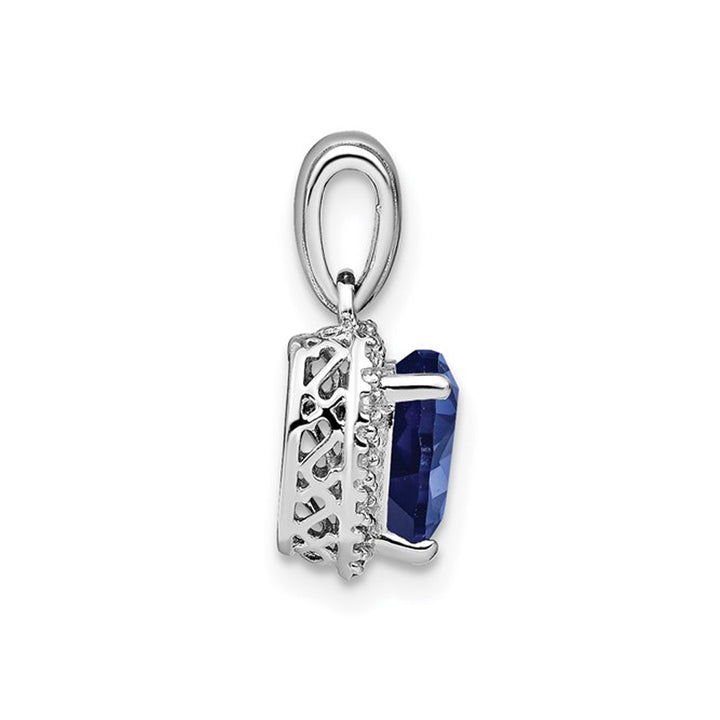 1.50 Carat (ctw) Lab-Created Blue Sapphire Heart Pendant Necklace in Sterling Silver with Chain Image 3
