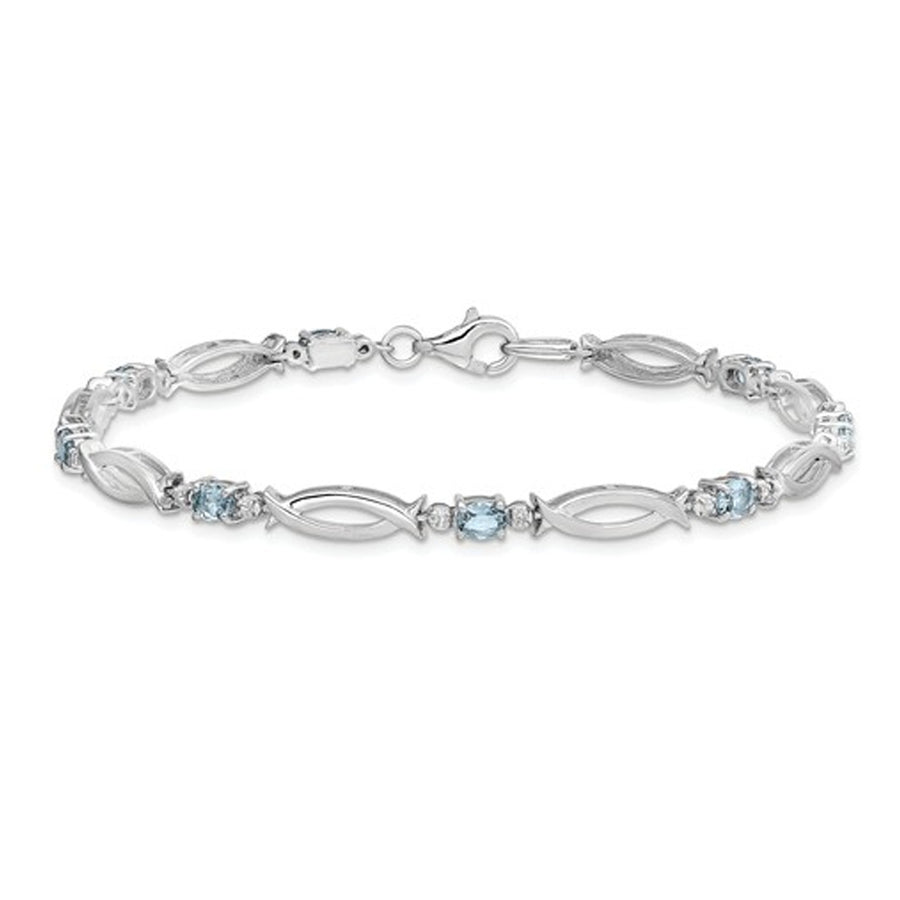 1.30 carat (ctw) Aquamarine Bracelet in Polished Sterling Silver Image 1