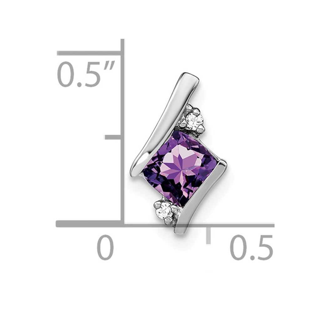 2/5 Carat (ctw) Natural Amethyst Pendant Necklace in Sterling Silver with Chain Image 2
