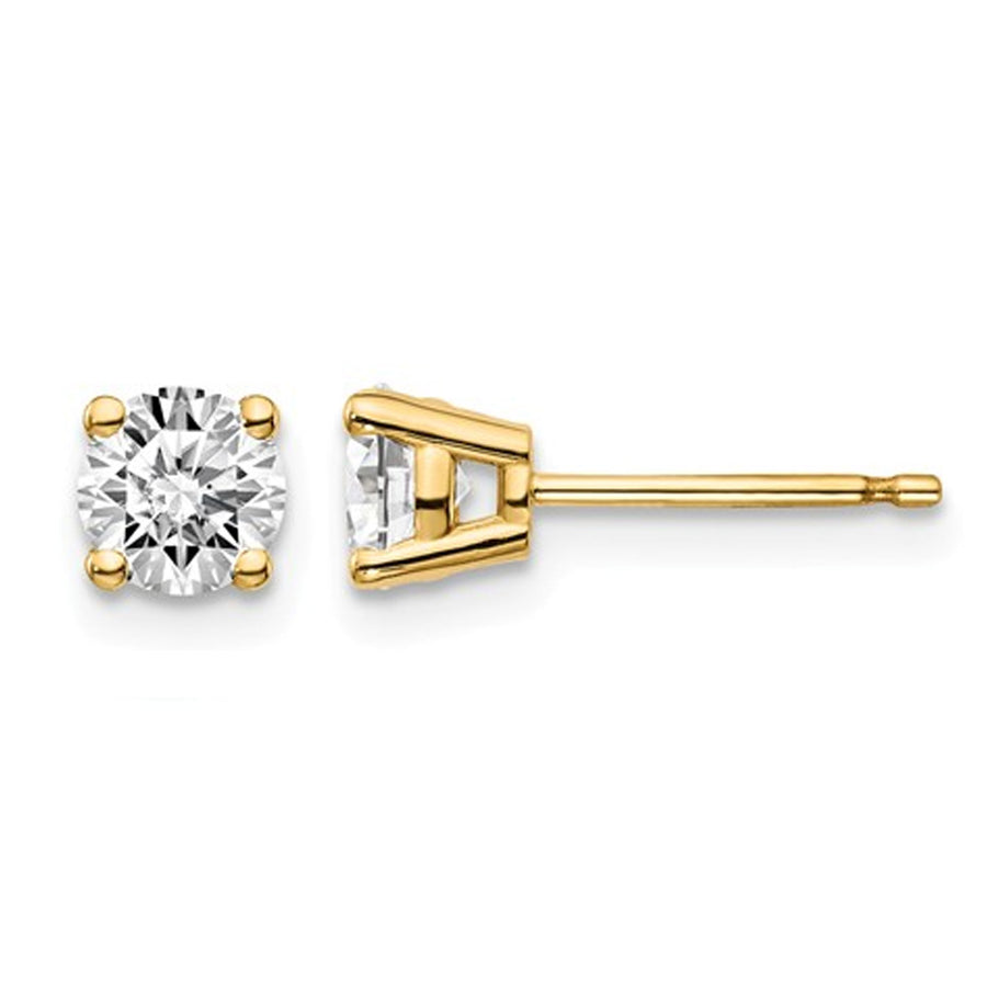 3/4 Carat (ctw VS2-SI1D-E-F) Lab Grown Diamond Solitaire Stud Earrings in 14K Yellow Gold Image 1