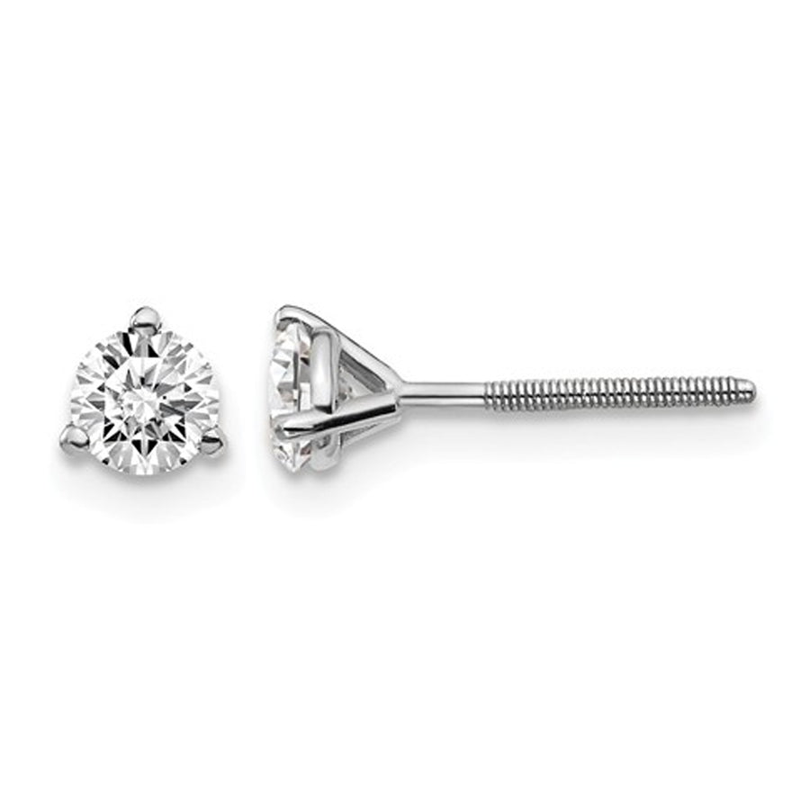 1/2 Carat (ctw VS2-SI1D-E-F) Lab Grown Diamond Solitaire Stud Earrings in 14K White Gold with Screwbacks Image 1