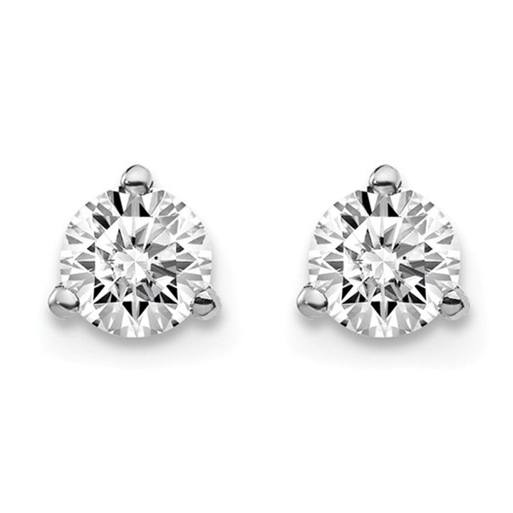 1/2 Carat (ctw VS2-SI1D-E-F) Lab Grown Diamond Solitaire Stud Earrings in 14K White Gold with Screwbacks Image 3
