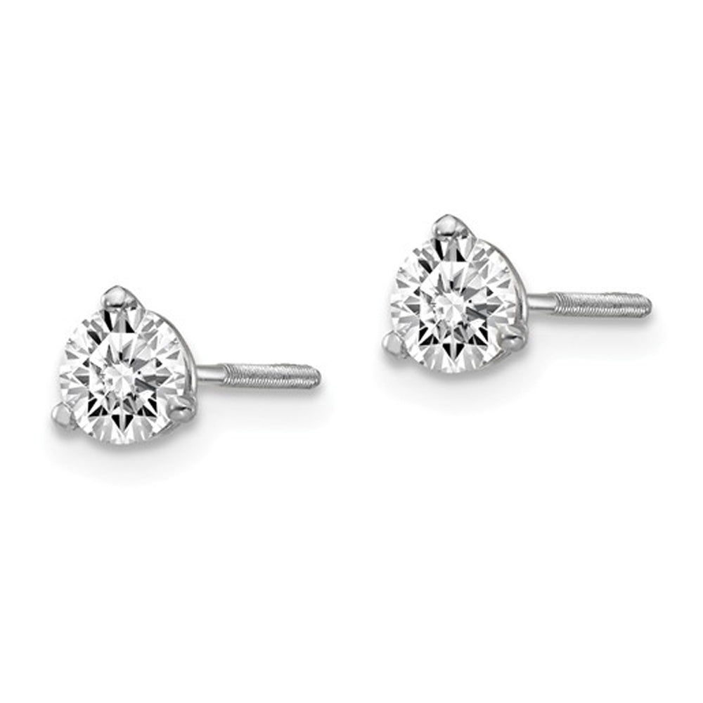 1/2 Carat (ctw VS2-SI1D-E-F) Lab Grown Diamond Solitaire Stud Earrings in 14K White Gold with Screwbacks Image 4