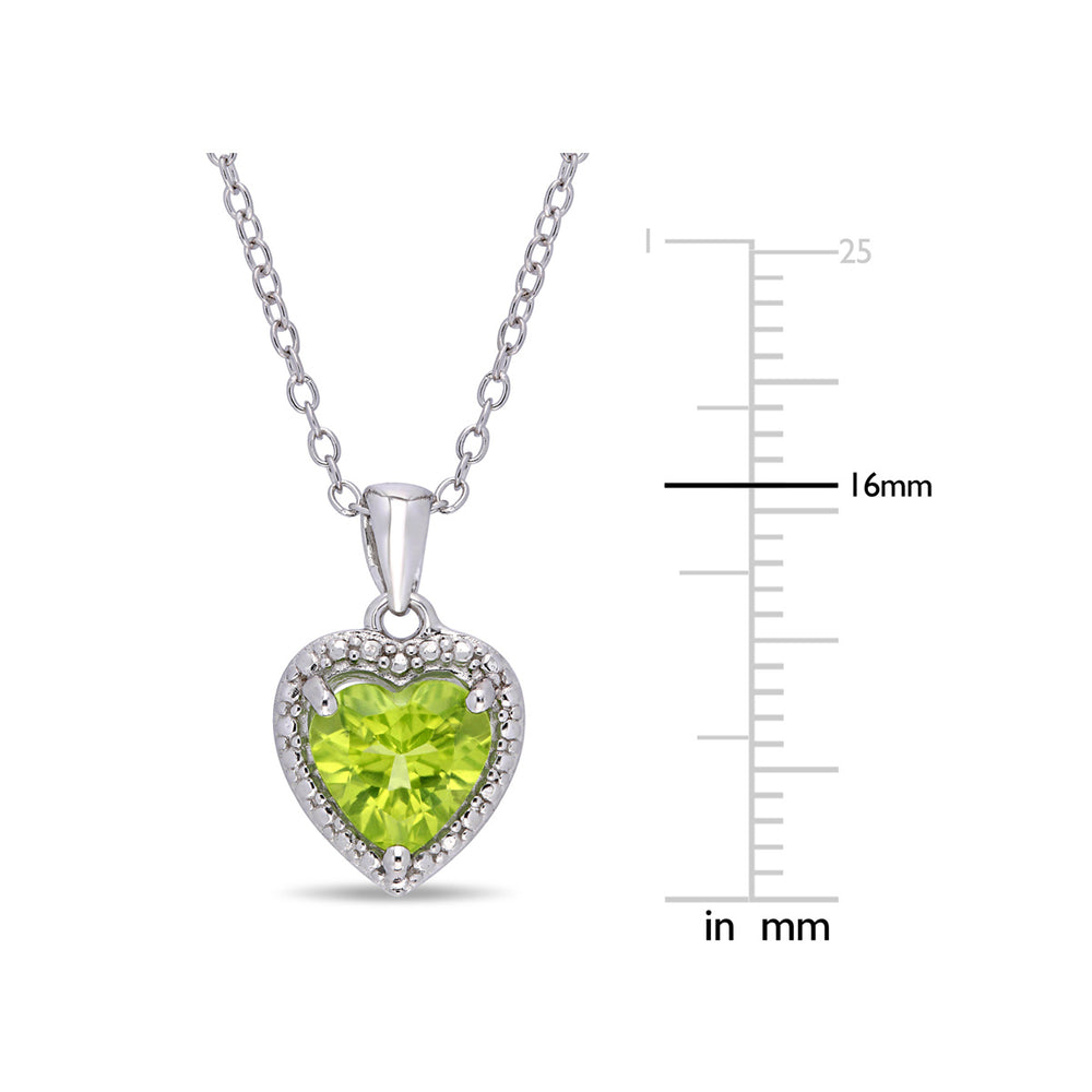 1.30 Carat (ctw) Peridot Heart Pendant Necklace in Sterling Silver with Chain Image 2