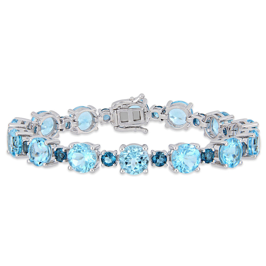 37 Carat (ctw) London Blue Topaz Bracelet in Sterling Silver (7.25 inches) Image 1