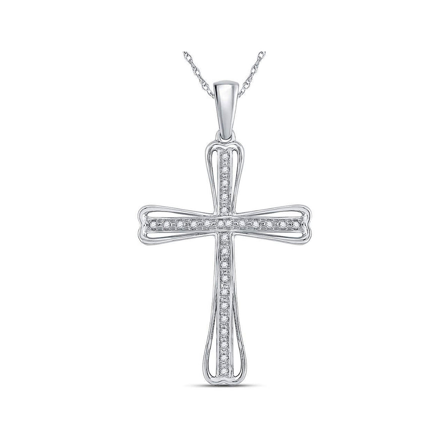 1/10 Carat (ctw J-KI2-I3) Diamond Cross Pendant Necklace in Sterling Silver with Chain Image 1