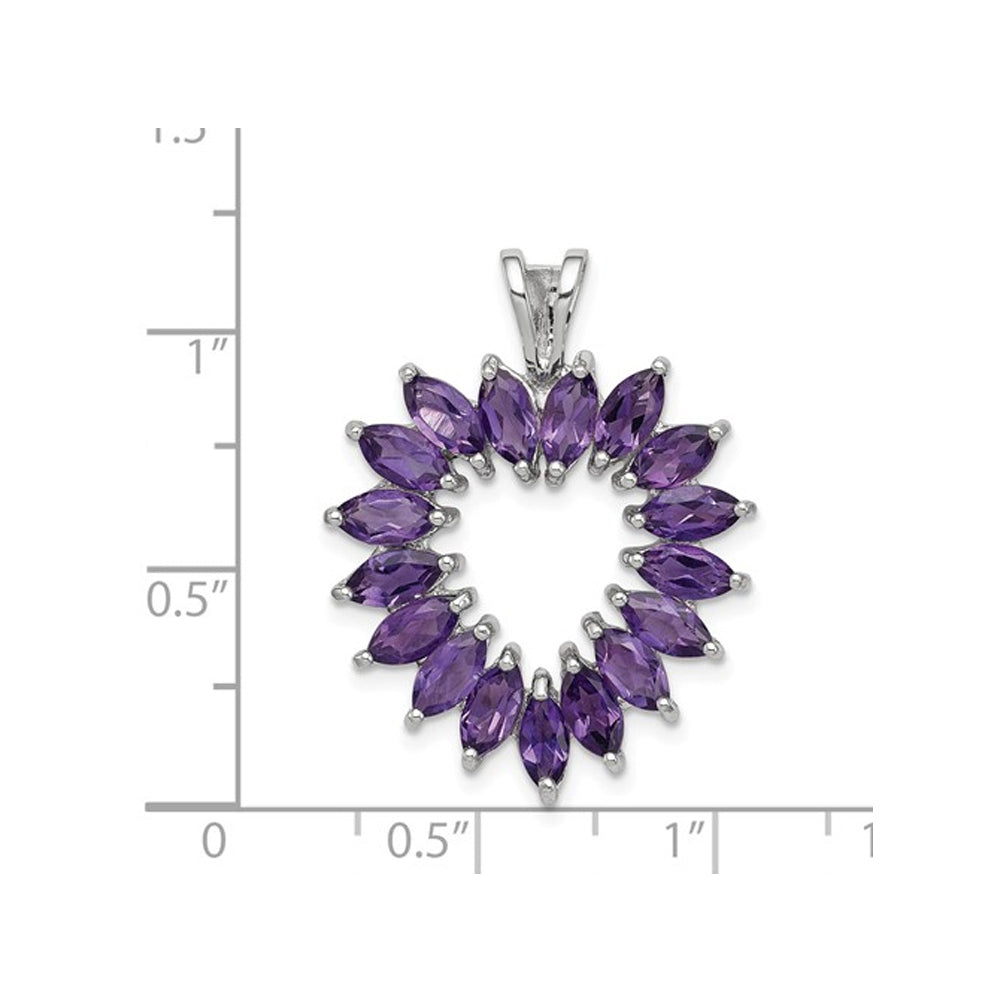 1.45 Carat (ctw) Natural Amethyst Heart Pendant Necklace in Sterling Silver with Chain Image 2