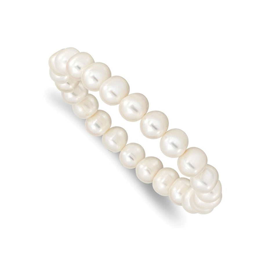 8-8.5mm White Freshwater Cultured Pearl Stretch Bracelet Image 1