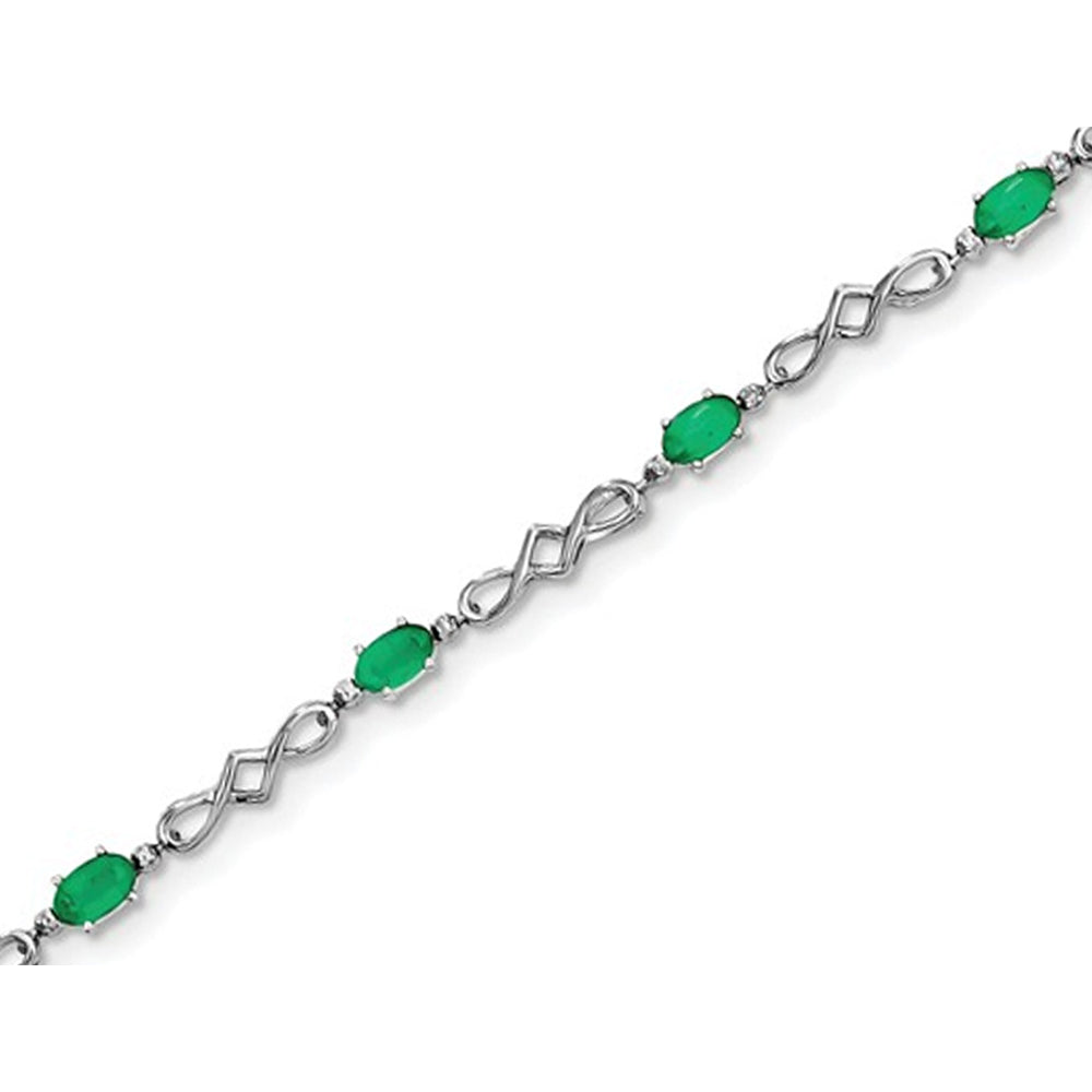 1.80 Carat (ctw) Natural Green Emerald Infinity Bracelet in Sterling Silver Image 3