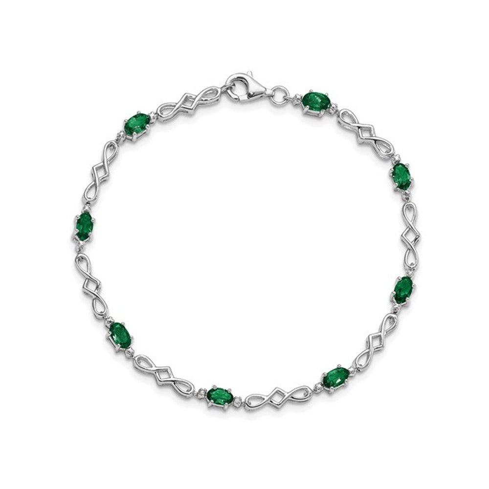 1.80 Carat (ctw) Natural Green Emerald Infinity Bracelet in Sterling Silver Image 4