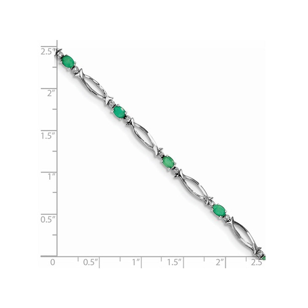 Sterling Silver Natural Green Emerald Infinity Bracelet 1.20 Carat (ctw) Image 3