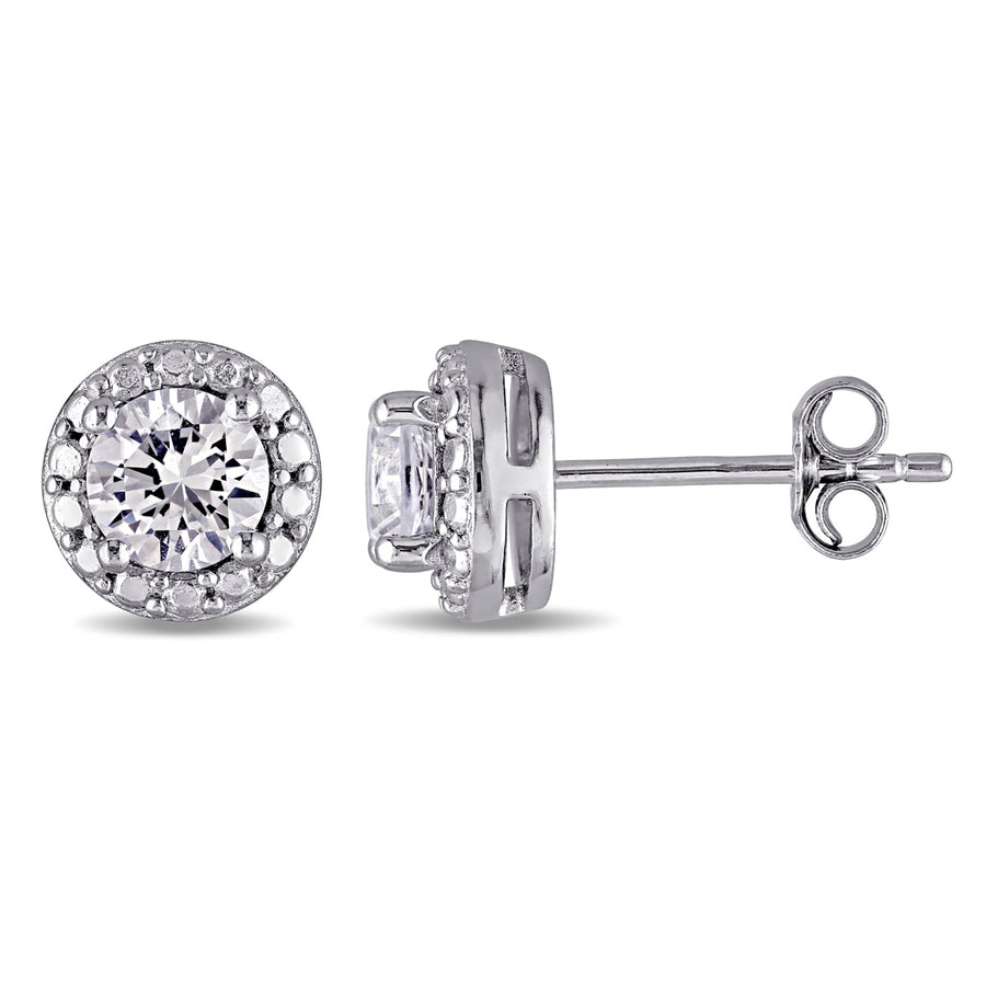 1.25 Carat (ctw) Lab-Created White Sapphire Earrings in Sterling Silver Image 1