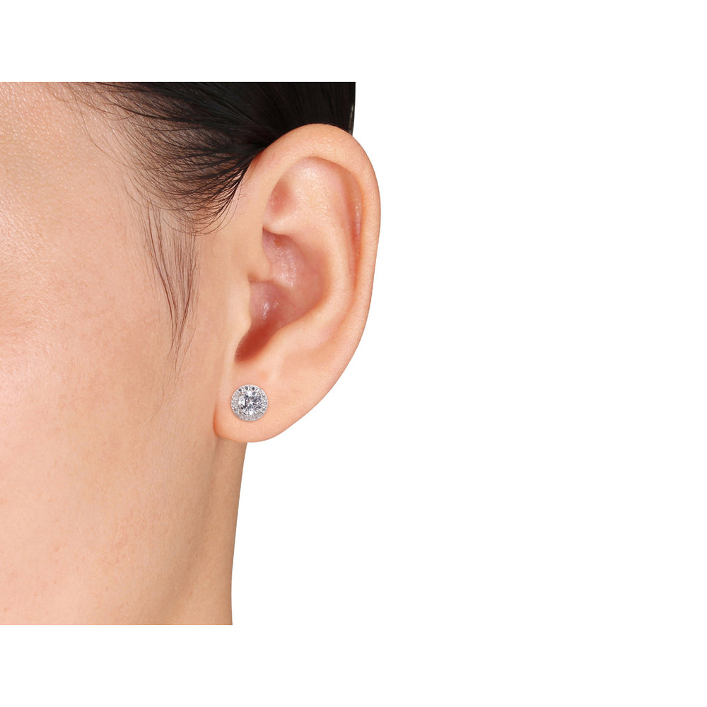 1.25 Carat (ctw) Lab-Created White Sapphire Earrings in Sterling Silver Image 2
