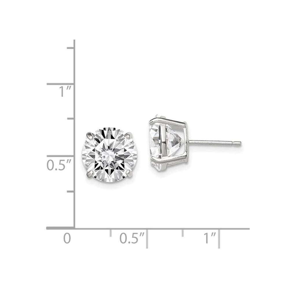 10mm Cubic Zirconia (CZ) (CZ) Stud Earrings 8.00 Carat (ctw) in Sterling Silver Image 2