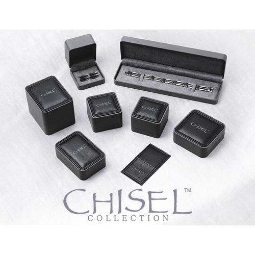 Mens Chisel Black Carbon Fiber Cuff Links in Stainless Steel Image 2