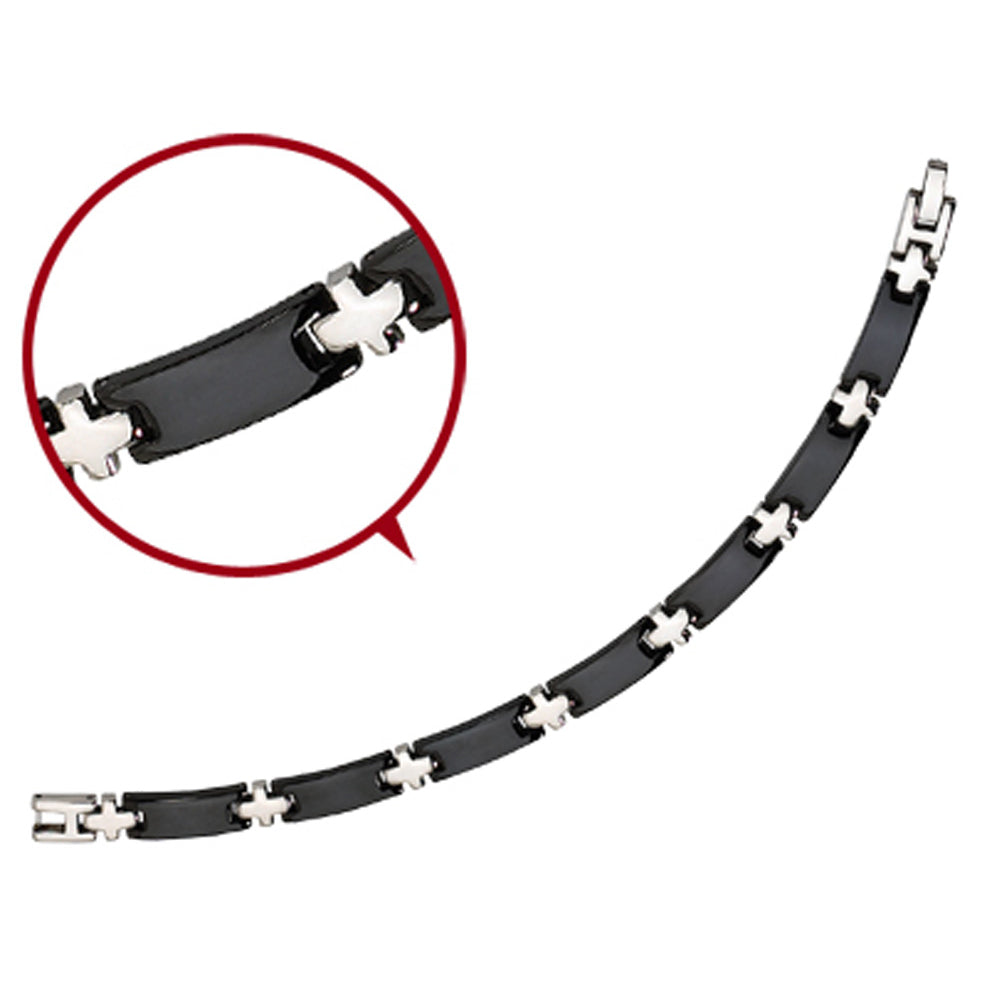 Mens Bracelet Black Plated in Stainless Steel 8.25 Inch Image 3