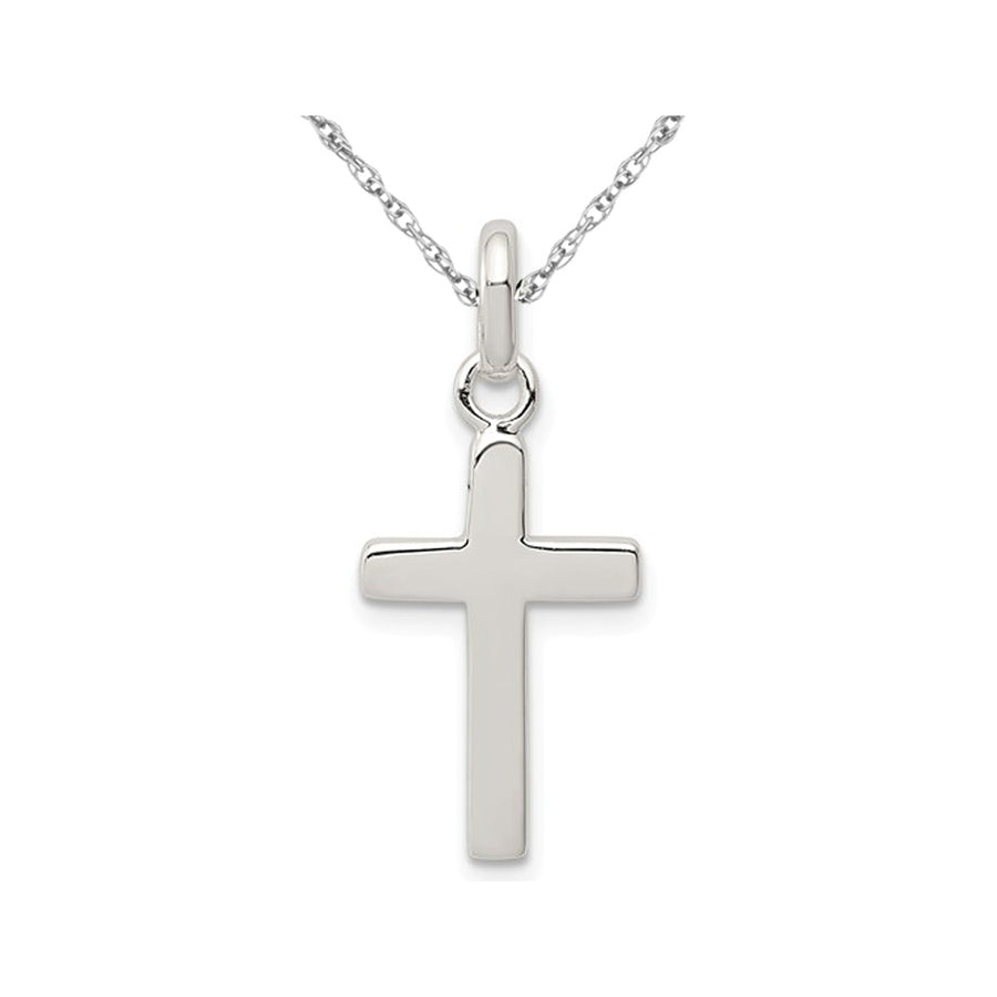 Polished Cross Pendant Necklace in Sterling Silver with Chain Image 1
