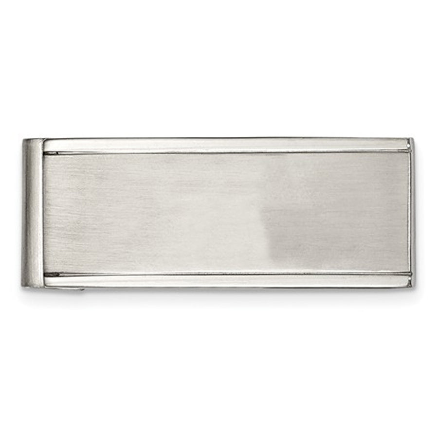 Mens Chisel Money Clip in Polished and Brushed Stainless Steel Image 1