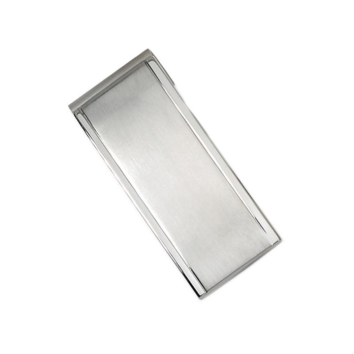 Mens Chisel Money Clip in Polished and Brushed Stainless Steel Image 3