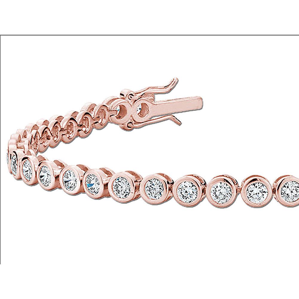 4.0 Carat (ctw) Lab-Created White Topaz Tennis Bracelet in Sterling Silver with Rose Gold Plating Image 2
