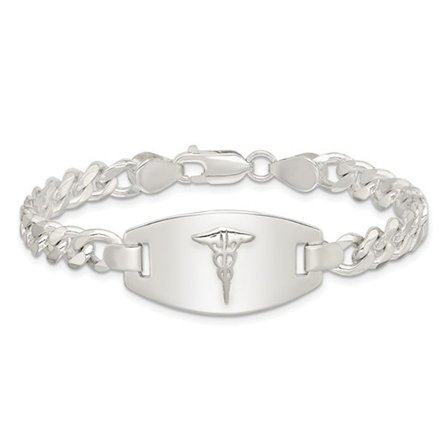 Medical ID Curb Link Bracelet in Sterling Silver 7.25 Inches Image 1