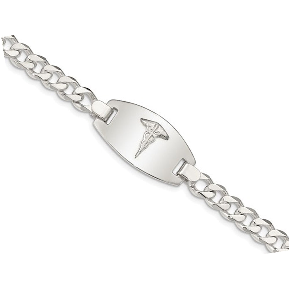 Medical ID Curb Link Bracelet in Sterling Silver 7.25 Inches Image 2