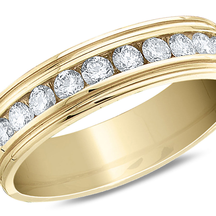 1/4 Carat (ctw SI2-I1H-I) Mens Diamond Wedding Band Ring in 14K Yellow Gold Image 1