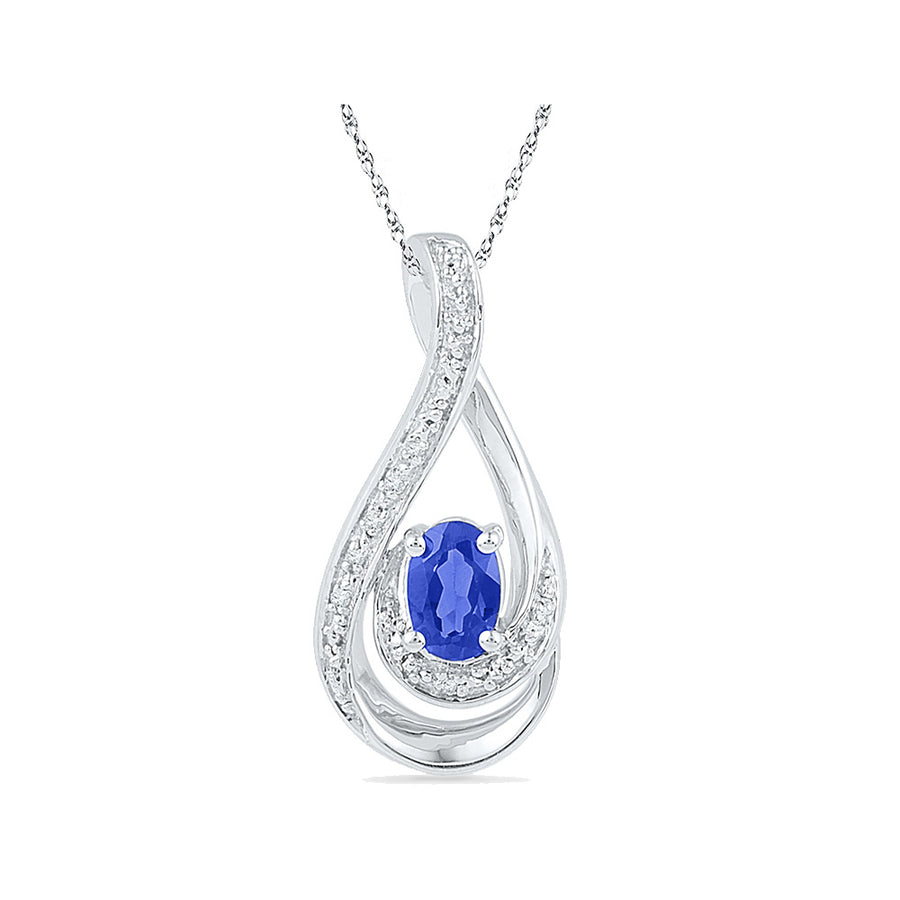 Lab-Created Sapphire and Diamond Infinity Pendant Necklace 1/2 Carat (ctw) in Sterling Silver Image 1