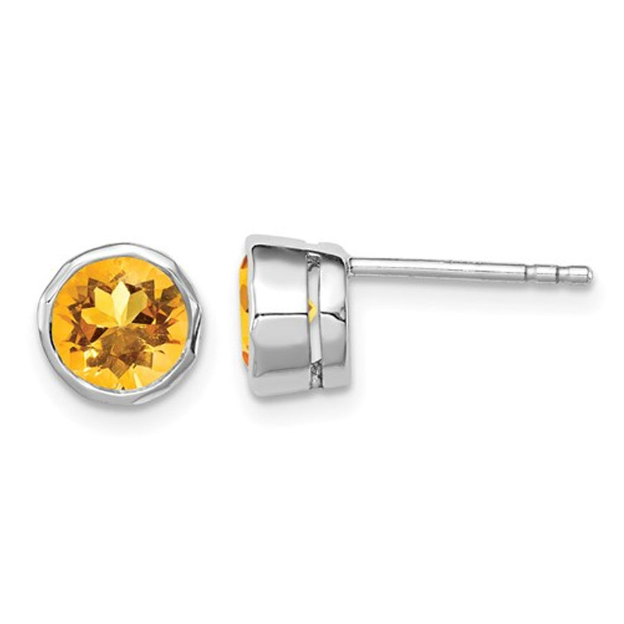 1.40 Carat (ctw) Citrine Solitaire Post Earrings in Sterling Silver Image 1