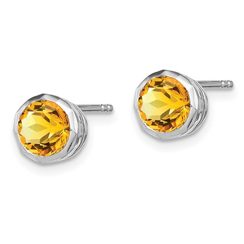 1.40 Carat (ctw) Citrine Solitaire Post Earrings in Sterling Silver Image 2
