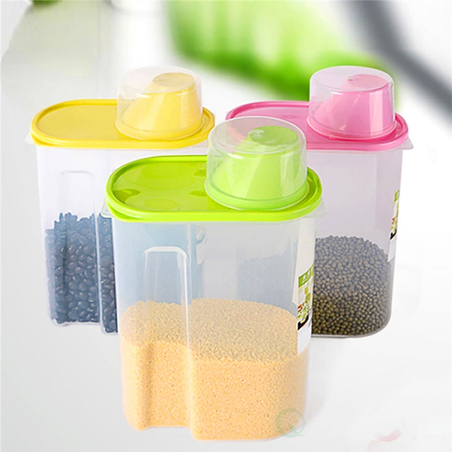 BPA-Free Plastic Food Saver-Kitchen Food Cereal Storage Containers with Graduated Cap Image 1