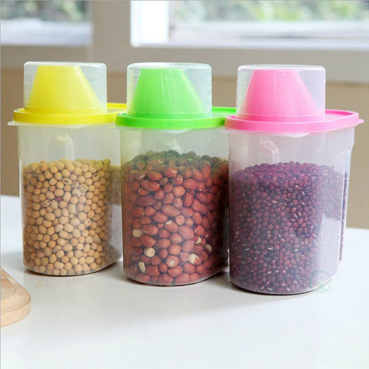 BPA-Free Plastic Food Saver-Kitchen Food Cereal Storage Containers with Graduated Cap Image 4